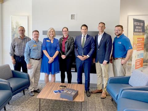 Pictured during the Elbert County Athens Technical College (ATC) campus visit are (L-R) ATC Dean Stuart Frew, Program chair Chris Morgan, Andrea Daniel, ATC President, Ann-Jo Smits, Aeres, Laurens van Doeveren, Deputy Consul General of the Consulate General of the Kingdom of the Netherlands, Mayor of Elberton Daniel Graves and ATC VP of Economic Development Al McCall.
