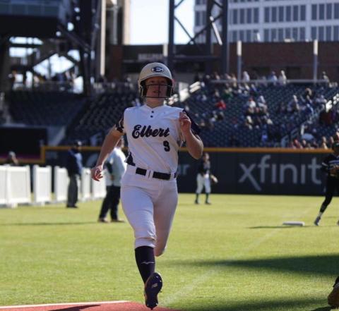 Senior Lady Devil Ava Lunsford crosses home plate at Truist Park during the Georgia Dugout Club’s All-State game Nov. 13. (Photo courtesy of Coweta Score Photography)