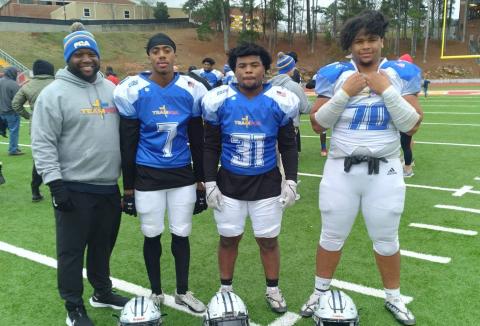 Devils (L-R) Assistant Coach Sid Smith, L.J. Clark, Bubba Heard and Adrian Harris were selected to coach and play in the Northeast Georgia Fellowship of Christian Athletes All-Star game Dec. 17. 