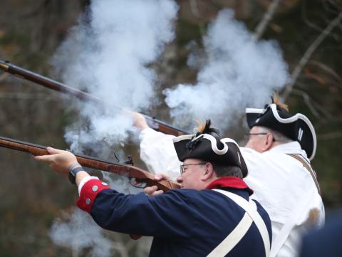 The Samuel Elbert Chapter of the Sons of the American Revolution held its 13th annual commemoration of the Battle of Vann’s Creek Saturday, Dec. 3 at Richard B. Russell State Park. A program on the battle, which took place Feb. 11, 1779 was presented by local Historian Ray Chandler while a Mourn Musket ceremony was done by the Georgia Society of the Sons of the American Revolution Color Guard. (Photos by Scoggins)