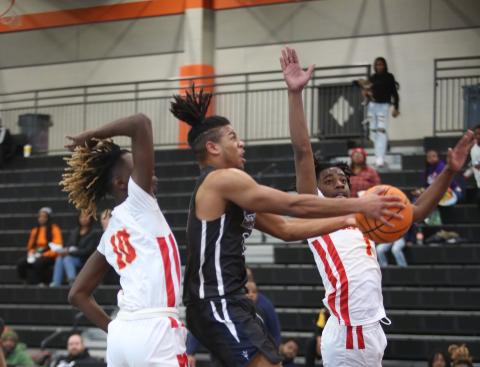 Senior Trustin Allen was the leading scorer for the Devils during the McDonalds Shootout in Hartwell Dec. 27 through Dec. 29. (Photo by Scoggins)