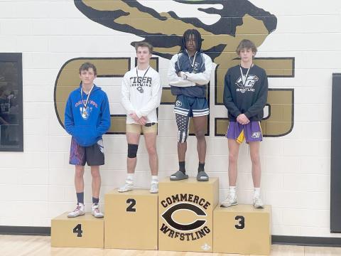 Mat Devil Isiah Davis was one of Elbert’s three wrestlers who brought home an area championship from the Area 8A Traditional Tournament Feb. 4. Carter Fleming brought home the third area championship while the Mat Devils qualified 10 wrestlers for the GHSA State Traditional Sectionals. 