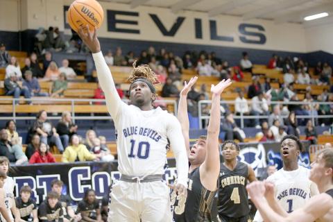 Junior Boaz Goodman led the Devils in scoring during Friday’s game against Commerce in the Inferno (Photo by Wells).