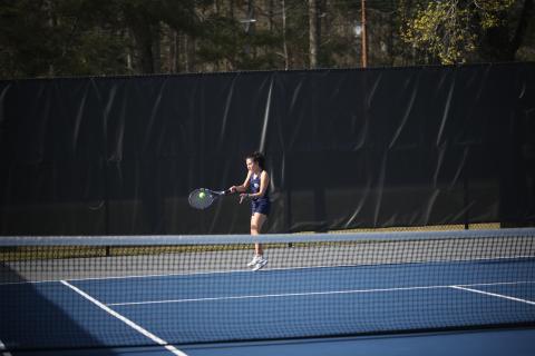 Audrey (above) and Emily Poon won matches against Athens Christian March 20. Elbert now sits in third place in the region after both the Lady Devils and Devils defeated Athens Christian. The teams are scheduled to travel to Franklin County for the last regular season match Thursday. (File photos by Wells)