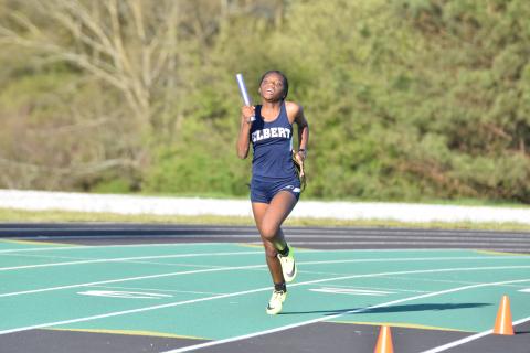 Lady Devil Zacheanna Tate was part of the first-place winning 4x100 meter relay and 4x200 meter relay teams as well as the first place finisher in both long jump and triple jump. (Photo by Shane Scoggins, Franklin County Citizen Leader)