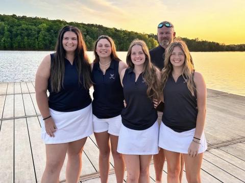 The entire Lady Devils golf team, featuring (L-R) Ava Dye, Abby Bryant, Emalise Andrews and Ellie Wheeler, head to Frisco, Texas with Head Coach Larry Kesler in July after being invited to compete in the Girls High School Golf National Invitational Tournament. 