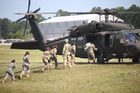 The Elbert County Comprehensive High School junior reserve officer training corps (JROTC) hosted their annual JROTC Cadet Leadership Challenge summer camp May 30 to June 2. Cadets received an opportunity to fly in a UH-60 Blackhawk from an Army National Guard unit based out of Winder. The camp included a variety of topics and skills, taking place at the Elbert County airport, ECCHS and Richard B. Russell State Park. (Photos by Wells) 