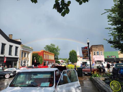 Following a rain shower, a rainbow appeared over the square, creating a beautiful backdrop for the show. (Photo submitted by Scott Vreeland) 