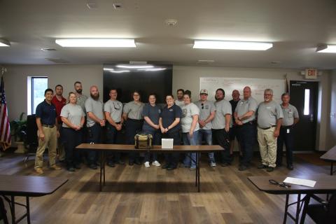 Pictured following the training are (L-R) Dr. Jonathan Poon, Ryan Hollingsworth, Beth Seymour, John Szalay, Jordan Bohannon, Alex Evans, Kayla Bufford, Katie Revard, Amy Mcintosh, Alan McQuaig, Brittany Daniel, Spencer Evans, JD Ellengburg, Mike Mcgarity, Tim Bohannon, Chuck Almond and Mike Webb. (Photo by Scoggins)