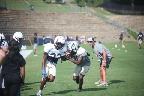 The Elbert County Blue Devils participated in a blue and white scrimmage Friday, Aug. 11 as their final pre-season performance in the Granite Bowl. The Devils will kick off their season Friday at Hart County at 7:30 p.m. (Photo by Wells)