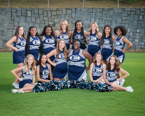 Elbert County Varsity Football Cheerleading  The 2023 Elbert County Varsity Football Cheerleading squad includes Aameriah Allen, Shermya Allen, Madeline Bellew, Jamiya Brunson, Jolea Harkins, Ki’Zora Hill, Jada Heard, Isabel Hover, Chloe Hunt, Tori Jarvis, Lina Keblish, Harlee Kirby, Kaylee Mahon, Trinity Norman, Mia Sanchez and Ellie Wheeler. (Photo by Mercer Harris) 