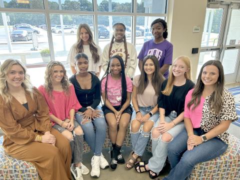 The 2023 Elbert County Comprehensive High School Homecoming Court representatives include (front row, L-R) seniors Georgia Phillips, Gracie Brady, Keitasia Glaze, Aameriah Allen, Audrey Poon, Jude Sanders and Cile Hall; (back row, L-R) junior Hannah Brady, sophomore EriYana Agurs and freshman Journee Porter. 