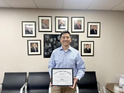 Dr. Jonathan Poon received the prestigious Degree of Fellow from the American Academy of Family Physicians, the organization announced in press release Sunday. 