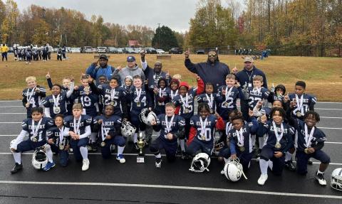 The 8U Elbert County Blue Devils football team includes James Hughes, Cayson Huff, Tyler Fortson, Lance Barnett, Brodie Bagwell, Kaydin Walker, Jayden Walker, Nylen Cleveland, Mylon Brown, Will Wade, Mason Chambliss, Jer’Braylen Teasley, Levi Barnes, Colton Streetman, Kamryn Wright, Landyn Heard, Trendyn Jones, Aston Davis, Owen Albertson, Malcolm Carter, Alex Arismendi, Maddox Bellew, Cameryn Ardister, Iyan Moon, Haynes Bone, JaCody Allen, Bentley Hulme, Jase Rider, Gage Brown and Connor Burton.