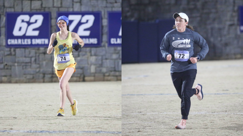 Runners follow the course through the Granite Bowl during the Twilight Stroll by the Granite Bowl Jan. 5. (Photos by Wells)
