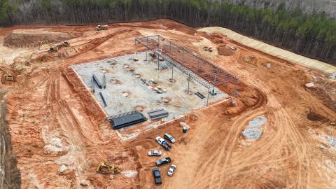 The spec building being funded by the City of Elberton in the Elberton Industrial Park is coming to life. City Manager Lanier Dunn said the rainy weather in January caused some delays, but construction still continues throughout the month of February. (Photo courtesy of the City of Elberton)