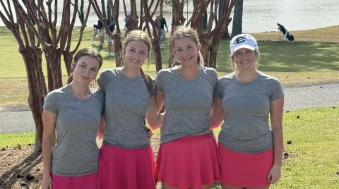 (L-R) London Blackmon, Camdyn Moon, Lucy Johnson and Ellie Wheeler were part of the Lady Devil team who finished third in the Cougar Invitational in Villa Rica March 16. (Photo courtesy of Kesler)