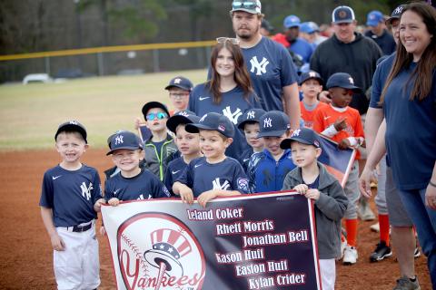 Elbert County Little League held Opening Day festivities Saturday, March 16 at McWilliams Park. The day kicked off with a parade of teams and was followed by the first pitch thrown by Elbert County Administrator Allen Hulme. (Photos by Wells)