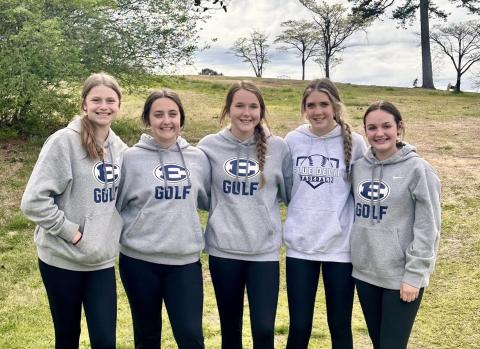 The Elbert County Middle School Lady Rams Golf team poses for a picture after the March 28 region championship match after posting a third-place finish. (Photo courtesy of Larry Kesler)