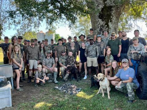 Participants gather after the 2023 annual Labor Day Dove Hunt at Cornell Dairy Farm in Bowman. (Photo submitted by Jackie Seymour Harris)