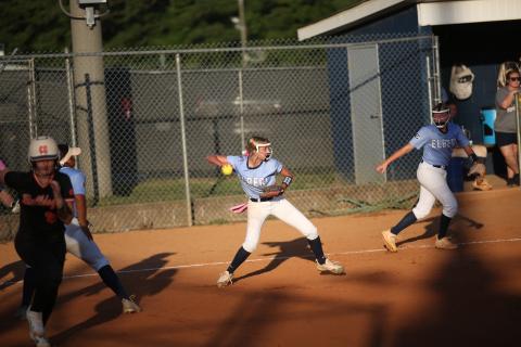 Peyton Jenkins fields the ball and throws to third during the game against Hart. (Photo by Wells)