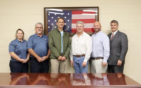 EMS Assistant Director Beth Seymour, EMS Director Chuck Almond, Elberton Mayor Daniel Graves, Georgia District 10 Representative Mike Collins, Elbert County Administrator Allen Hulme and District 33 Representative Rob Leverett. (Photo by Weeks)