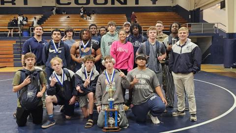 The Elbert County Blue Devils wrestling team finished first overall at the Granite City Scramble Nov. 23. (Photo courtesy of Elbert County True Blue)