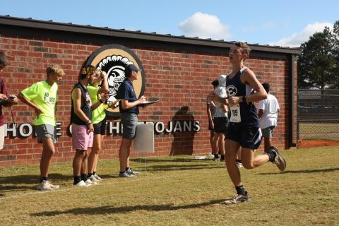Dakota Toole led the Blue Devils after finishing 14th in the state at the GHSA State Championship meet in Carrollton Nov. 8. Toole’s 14th-place finish helped the Blue Devils finish as the No. 6 team in the state. (Photo by Kennedy Ray)