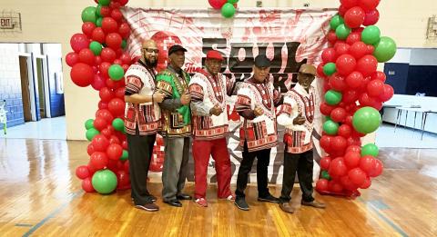 Shown are (L-R) Anthony Hunt (Satch), Gene Allen (Skip), Jack Haley (Halo), Mack Lewis and  Lynn Stowers (Blind). Former members not in attendance were Timothy McLendon,  Magnolia Johnson, Leslie Davis, James Burton and Darrell Milligan. 
