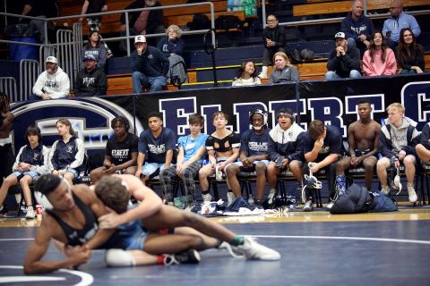 The Elbert County Blue Devils wrestling team is scheduled to compete for a spot in the State Championship Duals during the Area 8A Dual Championships in the Inferno Jan. 11. (File photo by Wells)