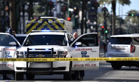 Louisiana State Police and local New Orleans agencies blocked the French Quarter's Bourbon Street as well as its intersection with Canal Street. Multiple explosive devices were found in the area and rendered safe. (Photos by Wade Cheek/CNI News Service)