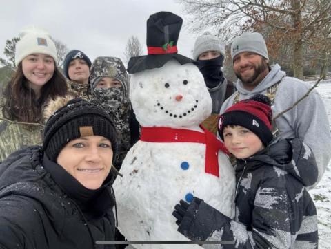 Matt, Keri, Samuel, Carson and Harris Amabile, Brayden Eavenson and Ashleyn Boswell  gather around "Frosty" in Dewy Rose. (Photo submitted by Keri Amabile)