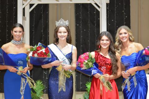 Winners in the 2025 Miss ECCHS Pageant include (L-R) Lila Layne (second runner-up), Makayla McKnight (Miss ECCHS), Leah Higginbotham (first runner-up) and Bailee Starrett (third runner-up).