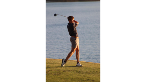 Madden Drake tees off at Arrowhead Pointe during a match against Tallulah Falls. (Photo courtesy of Elbert County Golf)