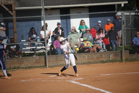 Miller Drake gets the barrel of her bat on a ball during a win over Johnson in the regular season. (Photo by Wells)
