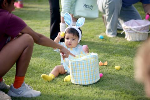 Rio Negrete participates in his first easter egg hunt during Main Street Elberton's fifth annual Eggstravaganza on the Elberton Downtown Square April 17. (Photo by Wells)