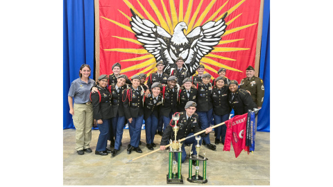 The Elbert County JROTC drill team 