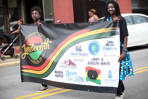The Jim-Ree Museum hosted their annual Juneteenth celebration on the downtown square June 14. The celebration included their inaugural parade featuring numerous organizations, and a festival on the square that included local vendors and live music. (Photo by Wells)