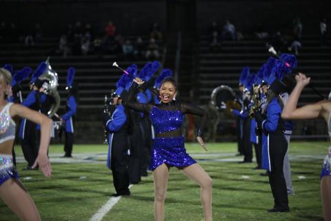 The 2025 Blue Devil Marching Band are set to perform their show titled ‘The Storm’ under the direction of first-year band director Corey Hopson. (File photo by Mark Wells)