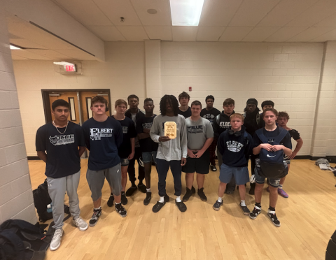 The Elbert County wrestling team poses after finishing second overall at Mountain View Preregion duals on Jan. 3. (Photo courtesy of Shane Anderson)