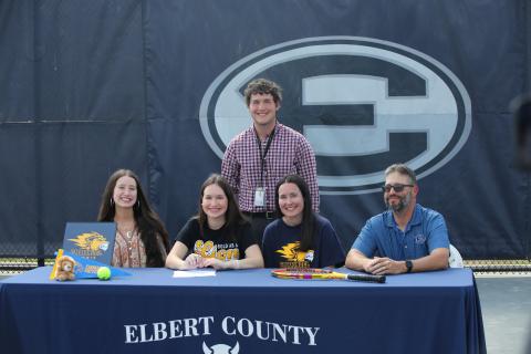 Gracie Kidd signed her letter of intent to play tennis at Emmanuel University. Pictured during the signing ceremony are (front row, L-R) Annabelle Kidd, Gracie Kidd, Trish Kidd and Frankie Kidd and (back row) Bo Kidd. (Photo by Bo Underwood)