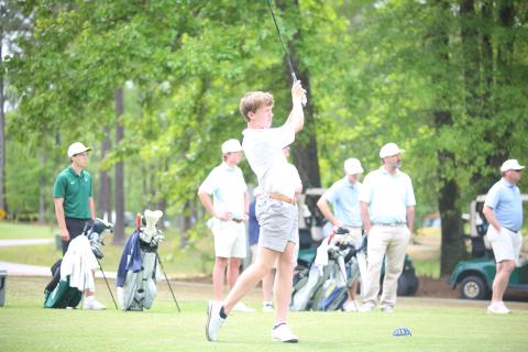 Elbert County golf senior Madden Drake became the first golfer in Elbert County history with four area championships after the Blue Devils’ win Monday.  (Photo by Bo Underwood)