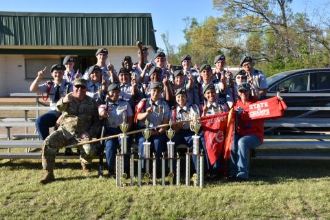 The ECCHS JROTC team brought two more state championships home from this year's state meet in Griffin. The drill team includes Naomi Bernal, Isabel Cruz, Yamileth Carreon, Daniella Govea, Colton Mabry, Nyasia Teasley, Micheal Bowman, Jacob Brown, Daniel Nguyen, Nalleli Rodriguez, Ariel Moncallo, Attorian Small, Tommy Moon, Seeley Stelter, Alex Scott, Samuel Gohn, Marley Geyer, Riley Masters and Jordan Poulsen. (Photo courtesy of ECCHS JROTC)