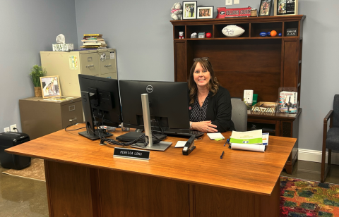 Rebecca Long sits at her desk in the UGA Extension office. (Photo by Bo Underwood)