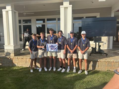 The Elbert County golf team poses after winning the 2026 state championship. (Photo by Bo Underwood)