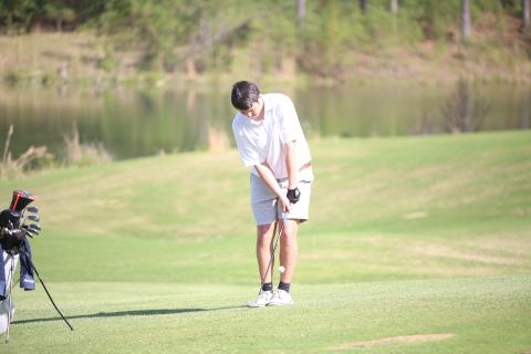 Nolan Henderson shot a team-low 73 at the area championships April 27. (Photo by Bo Underwood)