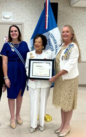 Martha Langston Lutz was recognized by the National Society Daughters of the American Revolution for 65 years of service. (Photo courtesy of NSDAR)