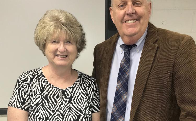 Bell with BOE Employee of the Month Delores Fleming from ECPS