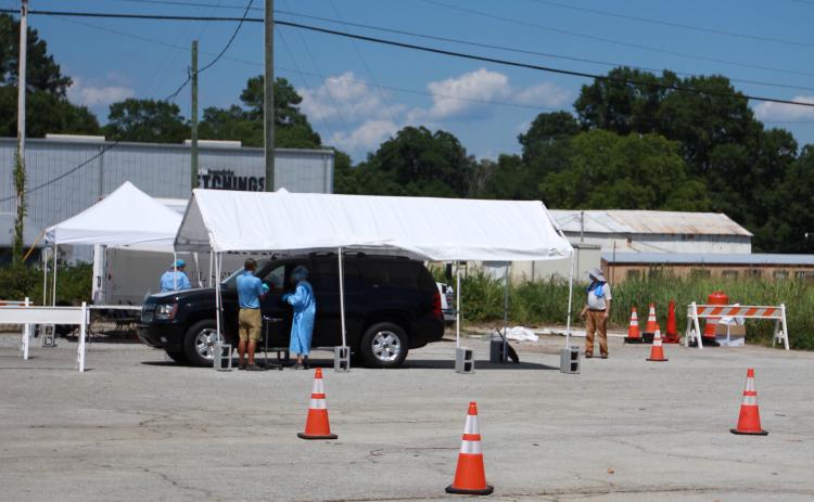 Free COVID-19 testing continued for the fourth straight week in the parking lot of the Elberton Civic Center. Testing continued in a different portion of the parking lot because of activities being held at the civic center on Tuesday and Thursday of this week. (Photo by Scoggins)