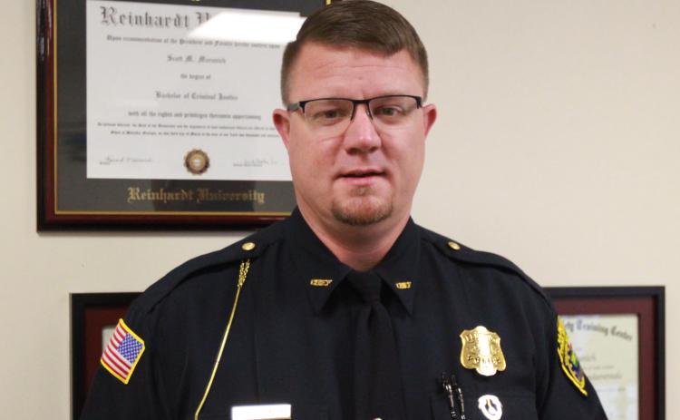 New Elberton Police Chief Scott Marunich, who grew up in Minnesota, joined the U.S. Army in 1996 and served in Kuwait in Operation Desert Shield and was stationed at Georgia’s Fort Stewart and Fort Benning, Louisiana’s Fort Polk and California’s Fort Irwin. He was also deployed to Kuwait and was a part of Operation Desert Shield between the first and second Gulf Wars. (Photo by Scoggins)